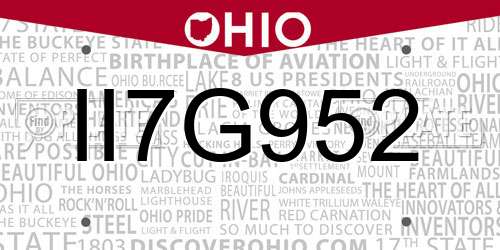 II7G952 Ohio License Plate