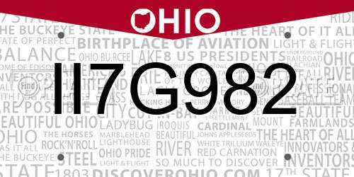 II7G982 Ohio License Plate