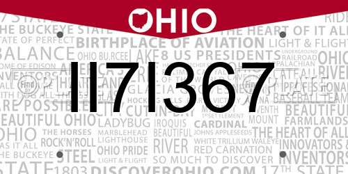 II7I367 Ohio License Plate