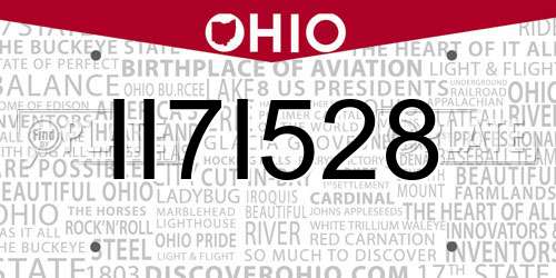 II7I528 Ohio License Plate