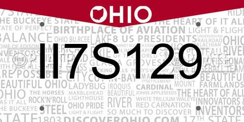II7S129 Ohio License Plate