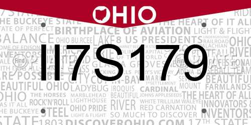 II7S179 Ohio License Plate