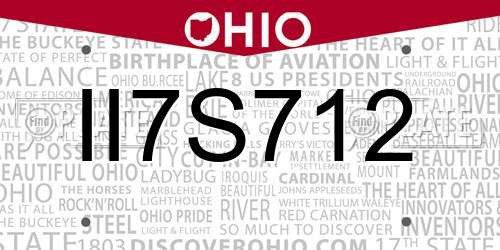 II7S712 Ohio License Plate
