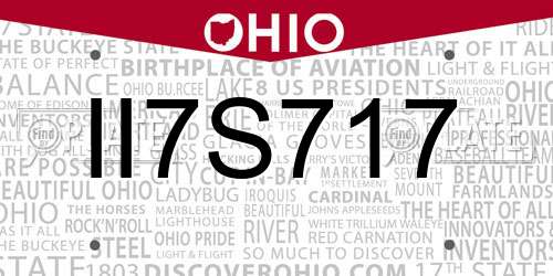 II7S717 Ohio License Plate