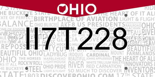 II7T228 Ohio License Plate