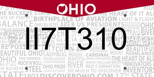 II7T310 Ohio License Plate