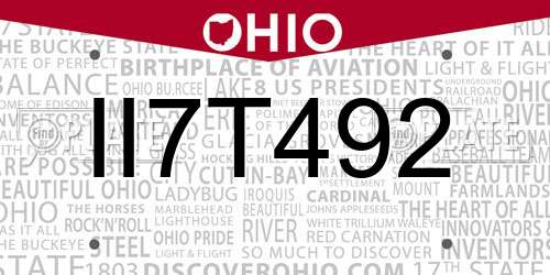 II7T492 Ohio License Plate
