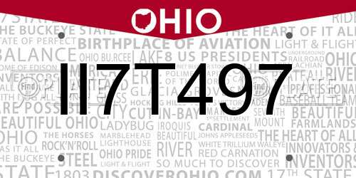 II7T497 Ohio License Plate