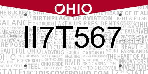 II7T567 Ohio License Plate