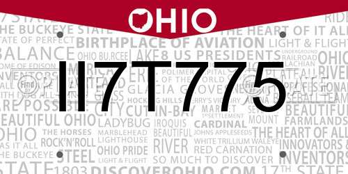 II7T775 Ohio License Plate