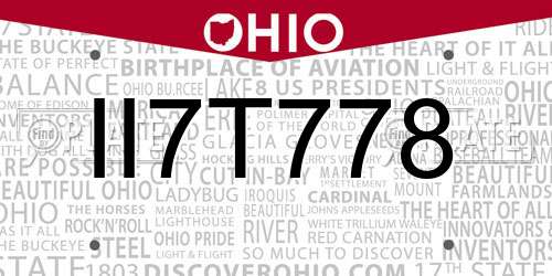 II7T778 Ohio License Plate