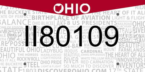 II80109 Ohio License Plate