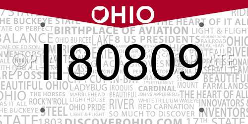 II80809 Ohio License Plate