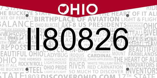 II80826 Ohio License Plate