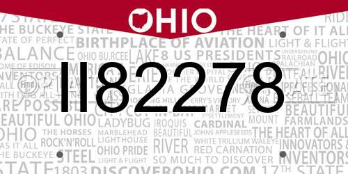 II82278 Ohio License Plate