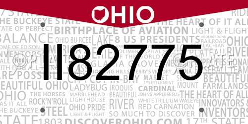 II82775 Ohio License Plate