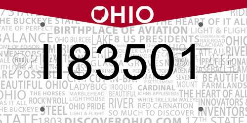 II83501 Ohio License Plate