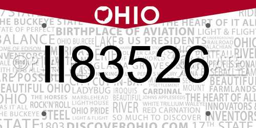 II83526 Ohio License Plate