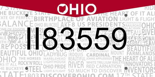 II83559 Ohio License Plate