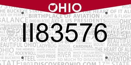 II83576 Ohio License Plate