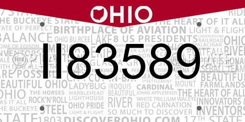 II83589 Ohio License Plate