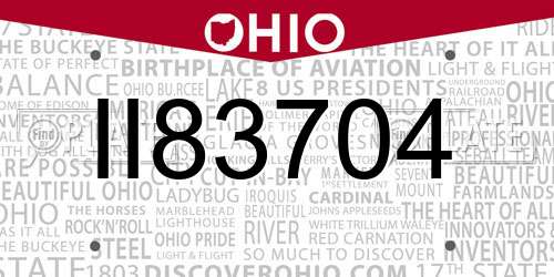 II83704 Ohio License Plate