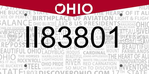II83801 Ohio License Plate