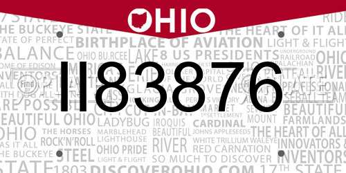 II83876 Ohio License Plate