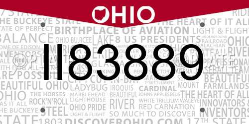 II83889 Ohio License Plate