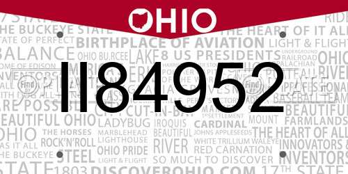 II84952 Ohio License Plate