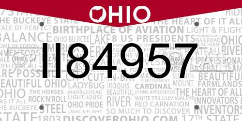 II84957 Ohio License Plate