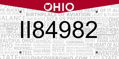 II84982 Ohio License Plate