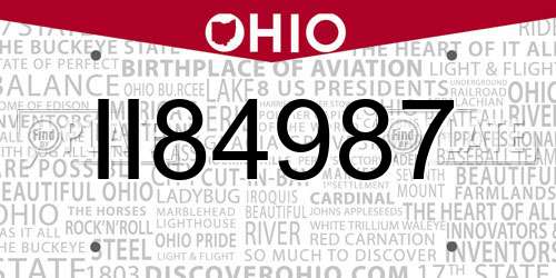 II84987 Ohio License Plate