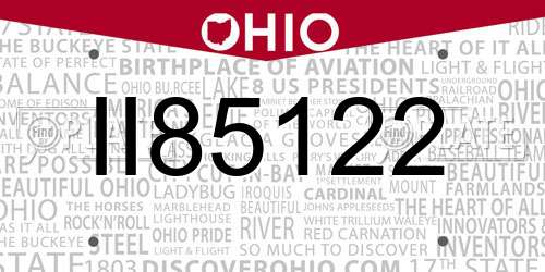 II85122 Ohio License Plate