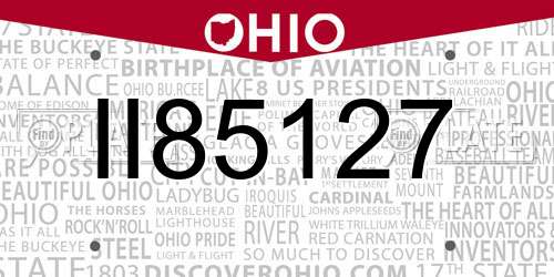 II85127 Ohio License Plate
