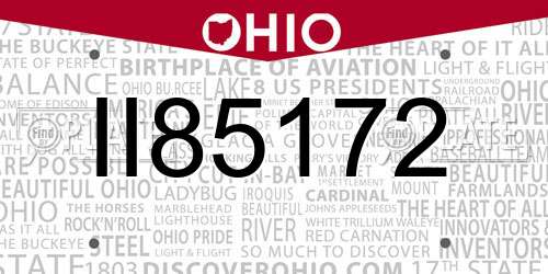 II85172 Ohio License Plate