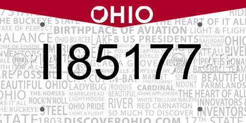 II85177 Ohio License Plate