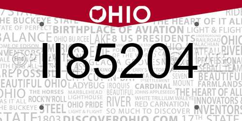 II85204 Ohio License Plate