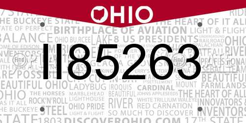 II85263 Ohio License Plate