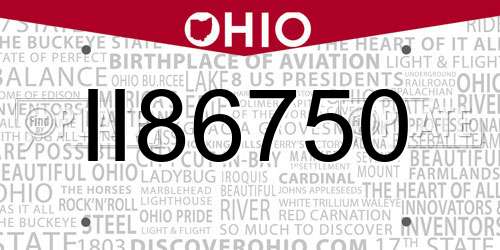 II86750 Ohio License Plate