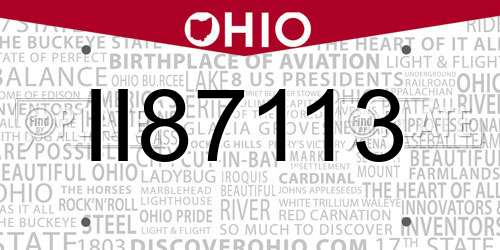 II87113 Ohio License Plate
