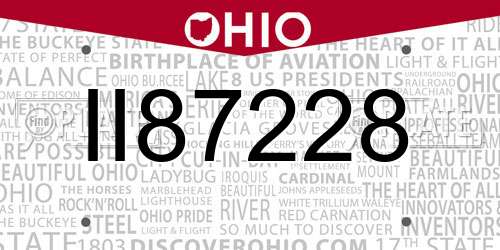 II87228 Ohio License Plate
