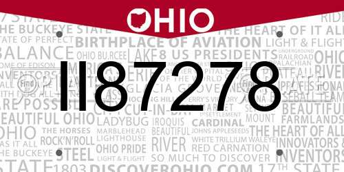 II87278 Ohio License Plate