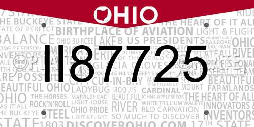 II87725 Ohio License Plate