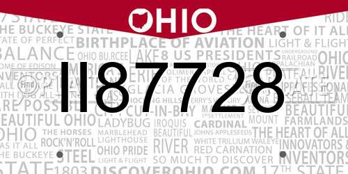 II87728 Ohio License Plate