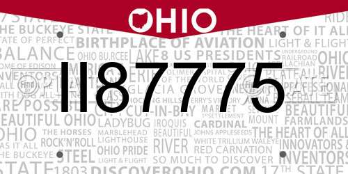 II87775 Ohio License Plate