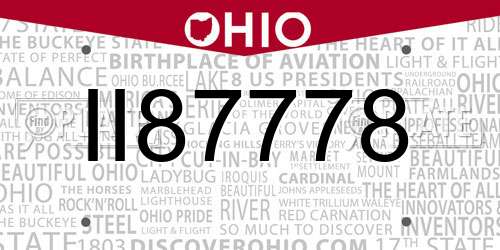 II87778 Ohio License Plate