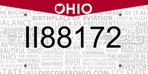 II88172 Ohio License Plate