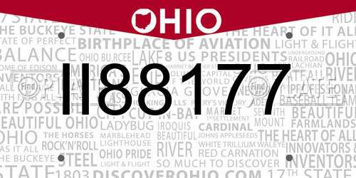 II88177 Ohio License Plate