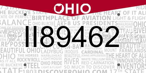 II89462 Ohio License Plate
